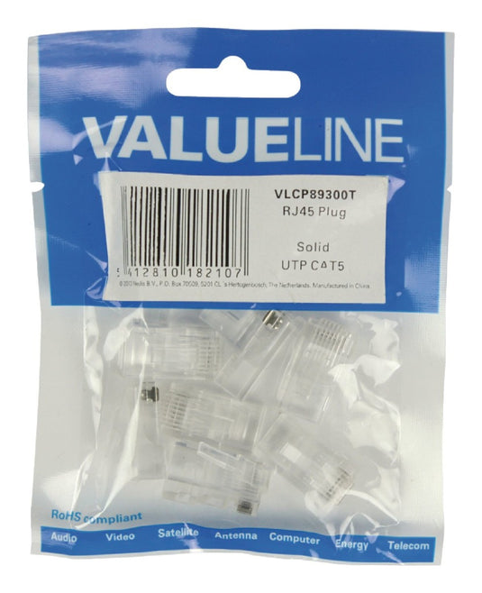 Valueline vlcp89300t rj45 connectoren voor solid utp cat 5 kabels