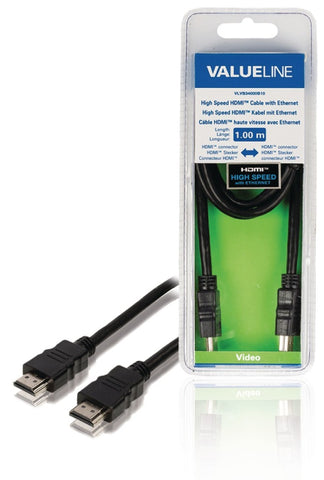 Valueline valueline vlvb34000b10 high speed hdmi kabel met ethernet hdmi-connector hdmi-connector 1.00 m zwart