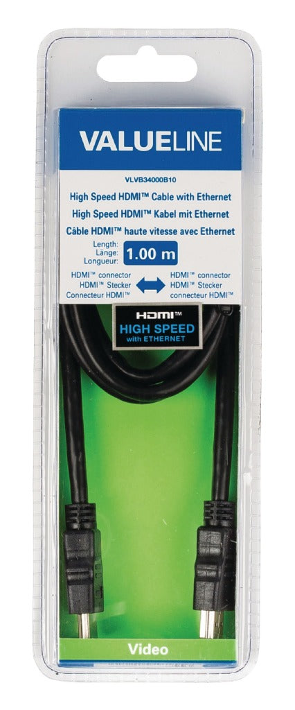 Load image into Gallery viewer, Valueline vlvb34000b10 high speed hdmi kabel met ethernet hdmi-connector - hdmi-connector 1.00 m zwart
