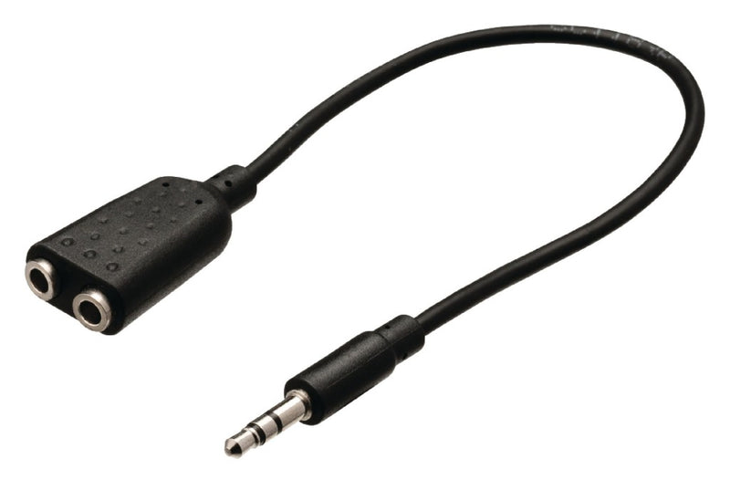 Load image into Gallery viewer, Valueline vlab22100b02 jack stereo audio verdeelkabel 3,5 mm mannelijk - 2x 3,5 mm vrouwelijk 0,20 m zwart
