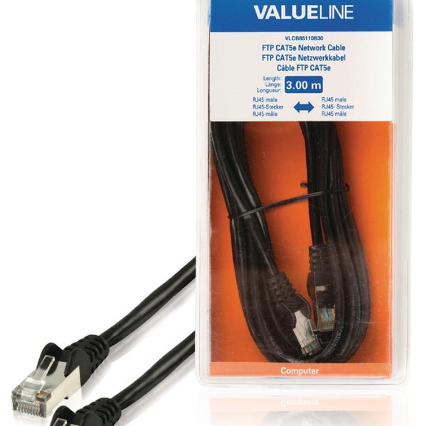 Valueline valueline vlcb85110b30 ftp cat5e netwerkkabel rj45 mannelijk rj45 mannelijk 3,00 m zwart