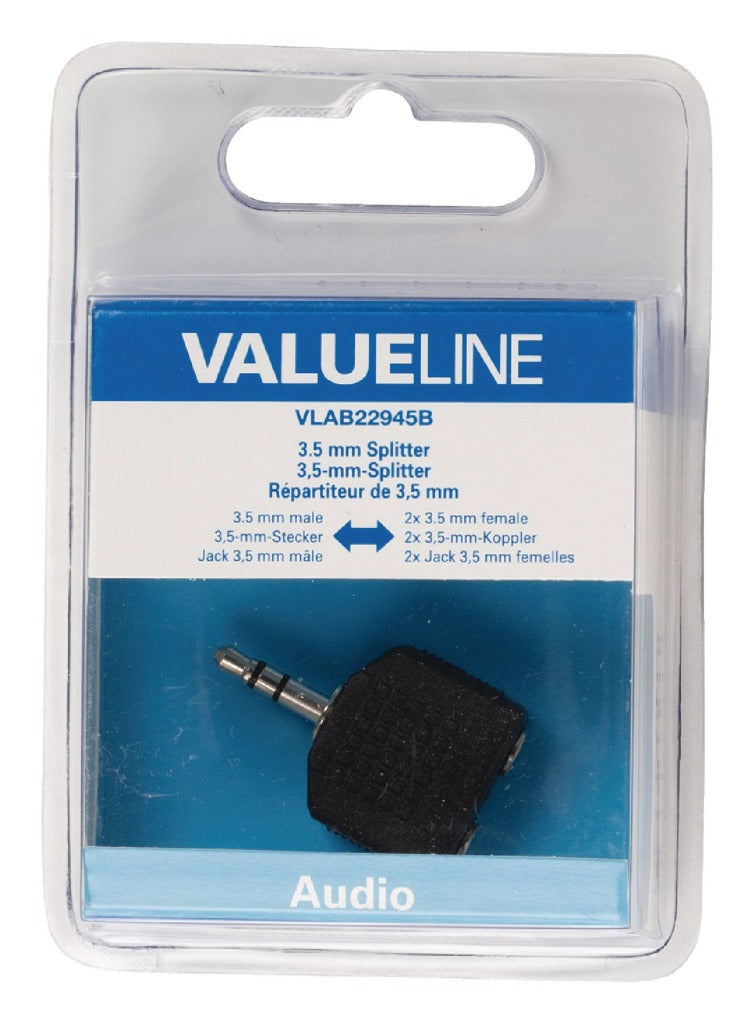 Load image into Gallery viewer, Valueline vlab22945b audio-splitter 3,5 mm male - 2x female zwart
