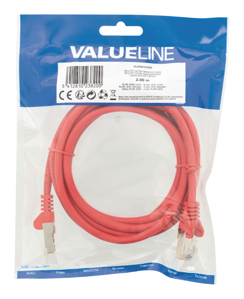 Load image into Gallery viewer, Valueline Valueline VLCP85121R20 Cat5e Sf utp Netwerkkabel Rj45 (8 8) Male Rj45 (8 8) Male 2.00 M Rood
