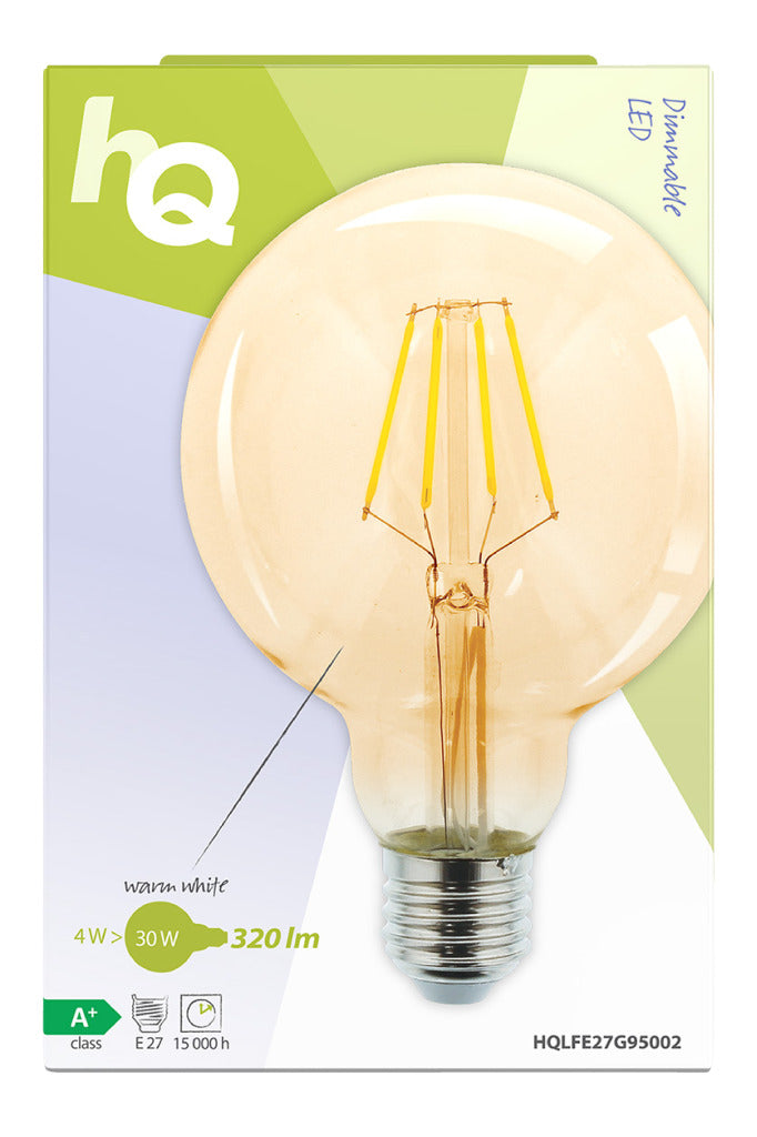 Load image into Gallery viewer, HQ HQ HQLFE27G95002 Led Retro Filament Lamp E27 Dimbaar G95 4 W 320 Lm 2500 K
