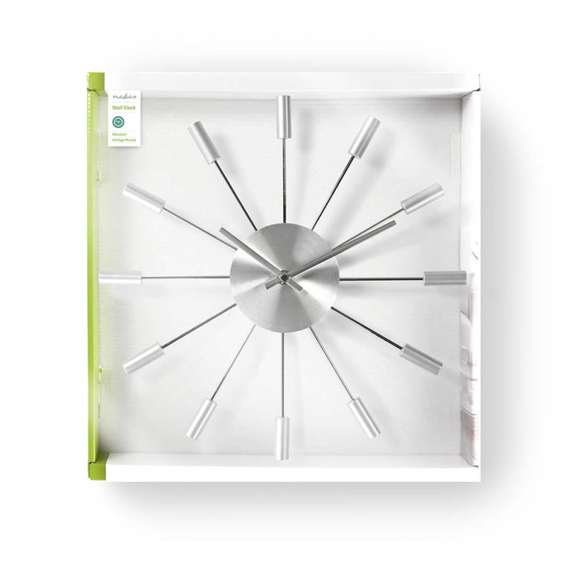 Load image into Gallery viewer, Nedis CLWA004MT34 Ronde Wandklok Diameter 34 Cm Zilver

