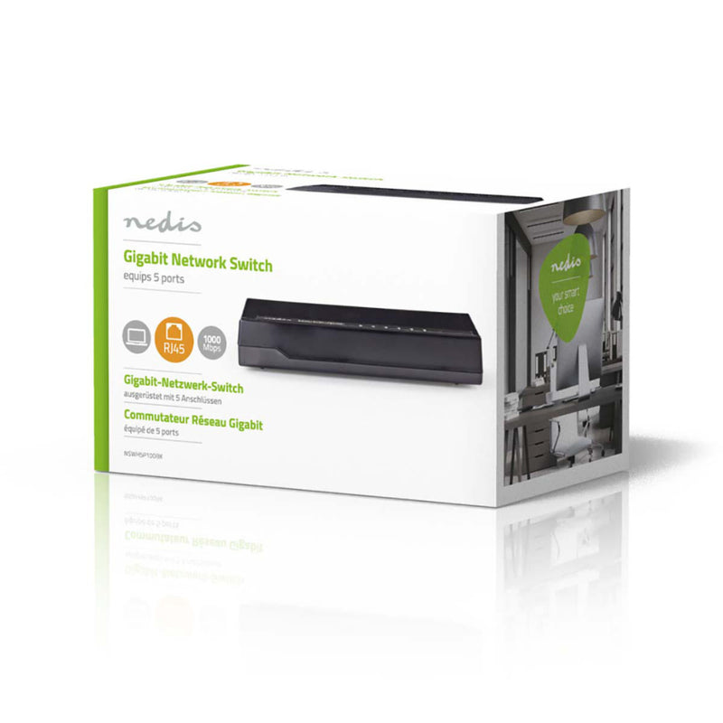 Load image into Gallery viewer, Nedis nswh5p100bk netwerkswitch 5 poorten 1 gbps led-indicatielampjes
