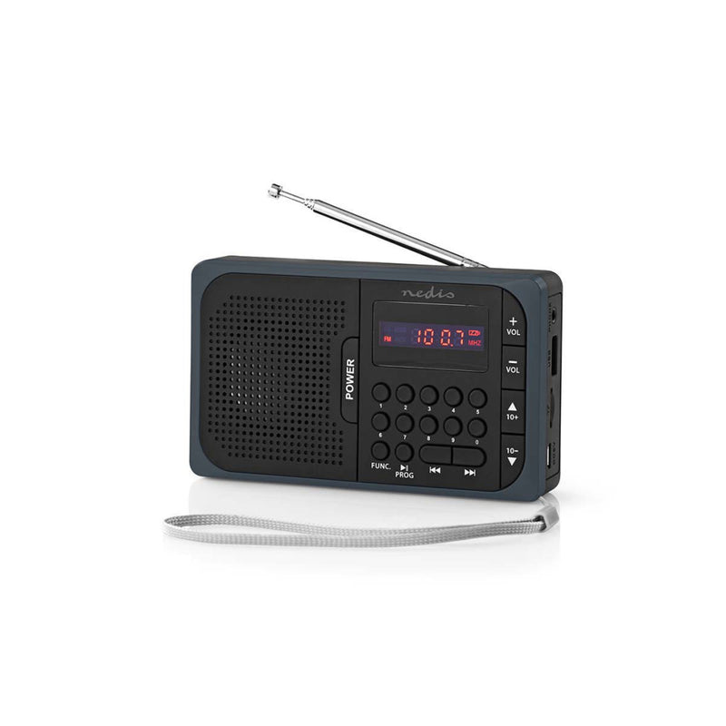 Load image into Gallery viewer, Nedis rdfm2100gy fm-radio 3,6 w usb-poort microsd-kaartsleuf zwart grijs
