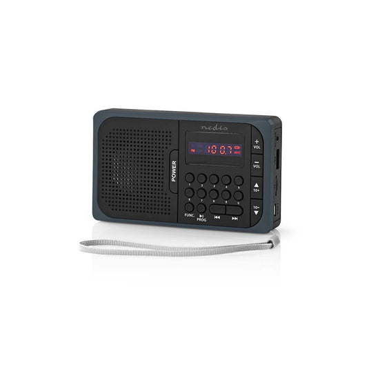Nedis rdfm2100gy fm-radio 3,6 w usb-poort microsd-kaartsleuf zwart grijs