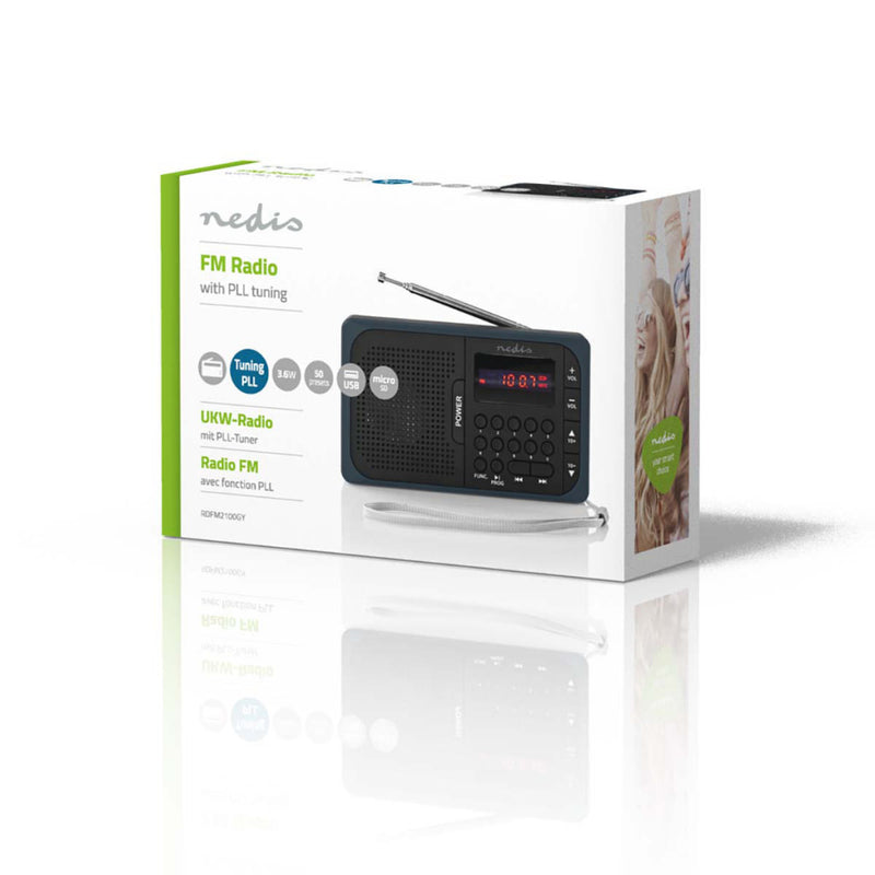 Load image into Gallery viewer, Nedis rdfm2100gy fm-radio 3,6 w usb-poort microsd-kaartsleuf zwart grijs
