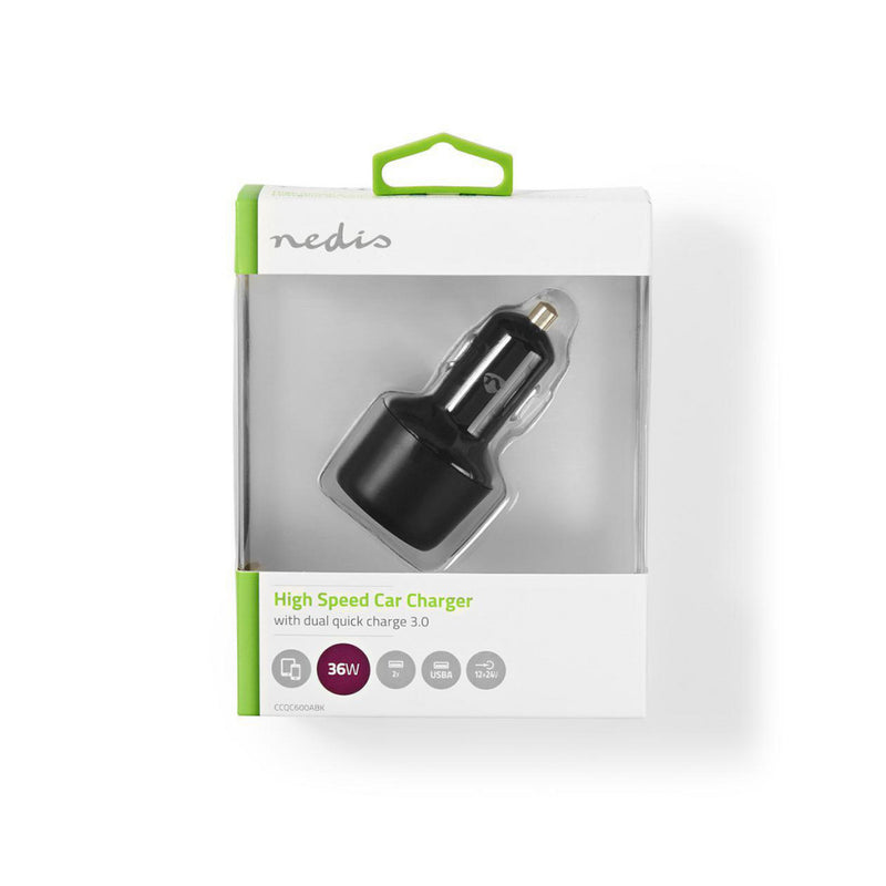 Load image into Gallery viewer, Nedis CCQC600ABK Autolader 3,0 A 2x Usb (qc 3.0) Zwart
