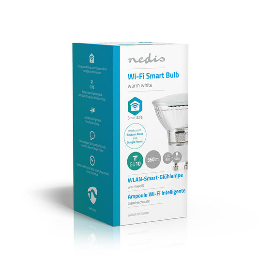 Nedis wifilw11crgu10 wi-fi smart led-lamp warm wit gu10