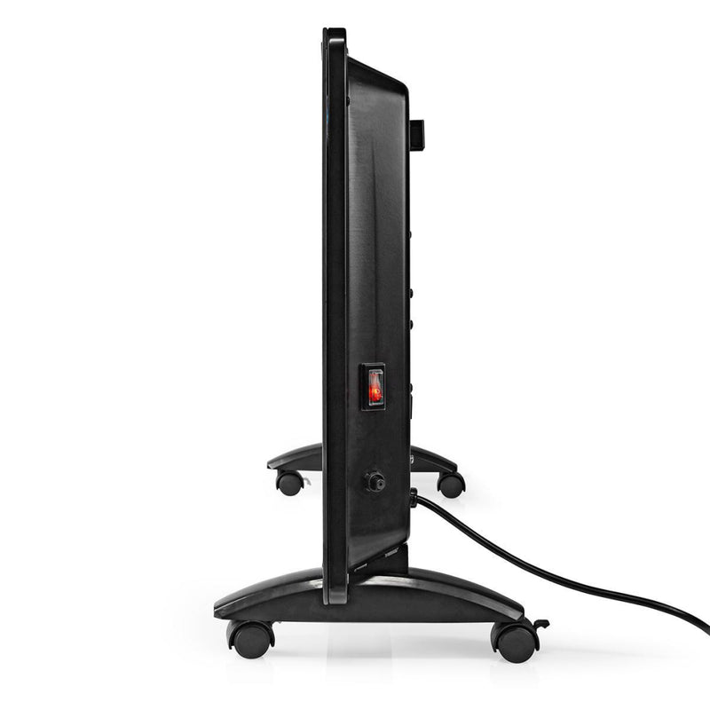 Afbeelding laden in galerijviewer, Nedis htpl20fbk glazen paneel convectorkachel thermostaat lcd-scherm 2 warmtestanden staand wandmontage 2000 w zwart
