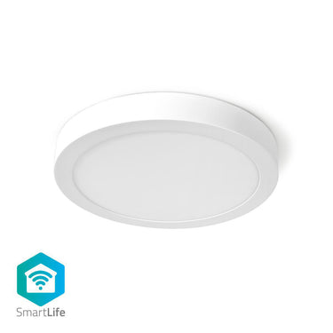 Nedis wifilaw20wt wi-fi smart plafondlamp rond oslash; 30 cm warm tot koel wit 1200 lm 18 w slank design aluminium