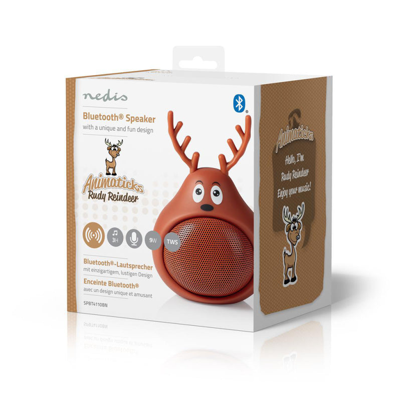 Load image into Gallery viewer, Nedis spbt4110bn animaticks bluetooth speaker 3 uur speeltijd handsfree bellen rudy reindeer
