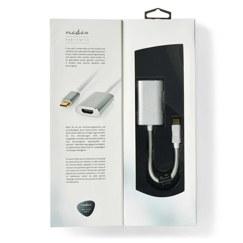 Afbeelding laden in galerijviewer, Nedis cctb64680al02 usb-adapter usb 3.2 gen 1 usb type-c trade; male hdmi trade; connector 0.20 m rond verguld gebreid nylon zilver cover window box
