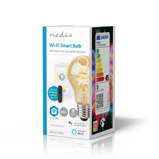 Nedis wifilrt10a60 smartlife led filamentlamp wi-fi e27 360 lm 4.9 w warm to cool white 1800 - 6500 k glas android trade; ios peer