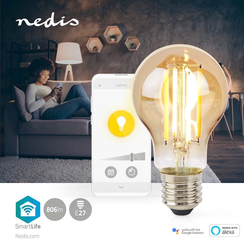 Load image into Gallery viewer, Nedis wifilrf10a60 smartlife led filamentlamp wi-fi e27 806 lm 7 w warm wit glas android ios peer
