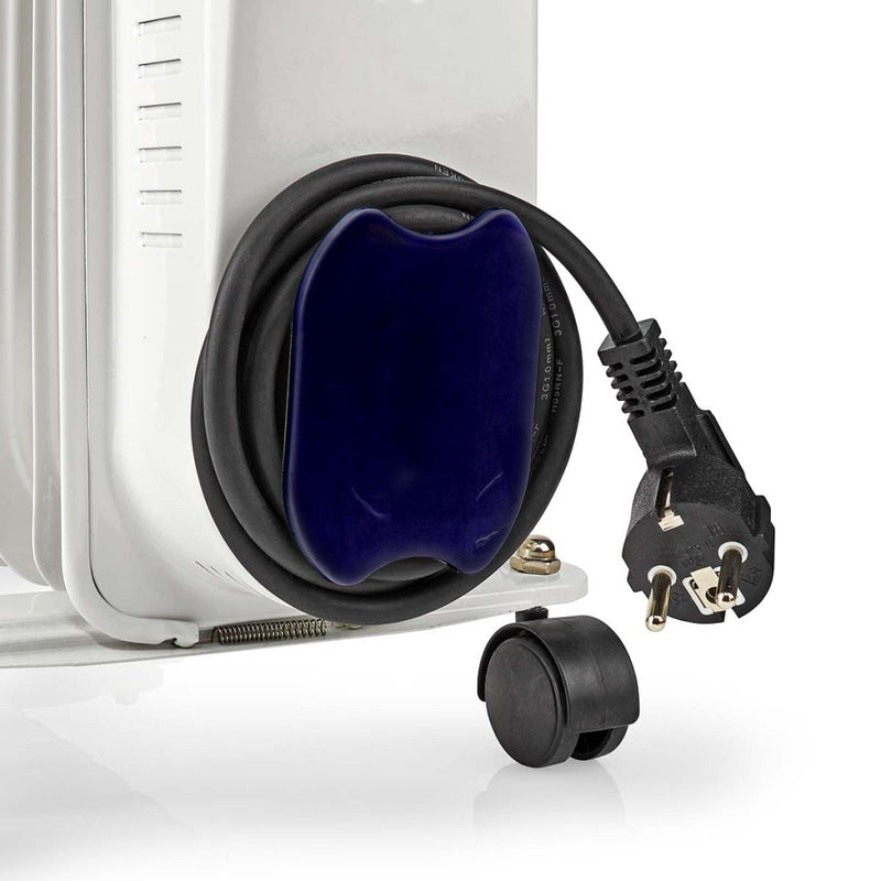 Load image into Gallery viewer, Nedis htoi30wt7 mobiele olieradiator 600 900 1500 w 7 vinnen instelbare thermostaat 3 warmte standen omvalpreventie wit

