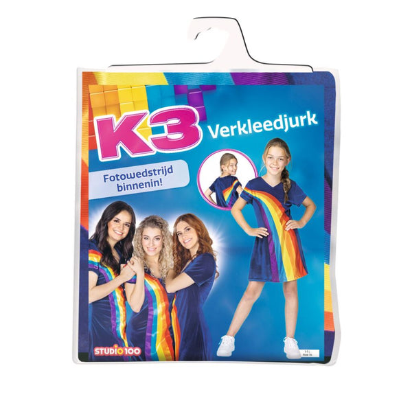 K3 Verkleedjurk - Regenboog Blauw, 3-5 jaar