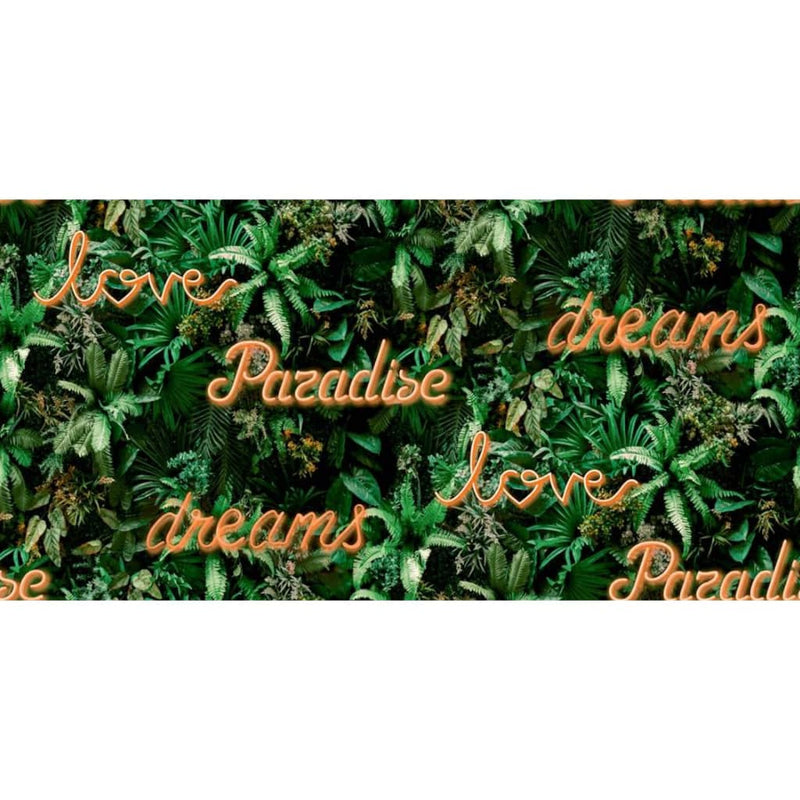 Load image into Gallery viewer, Noordwand behang good vibes neon letter with plants groen en oranje
