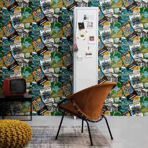 Noordwand behang good vibes club posters groen en oranje