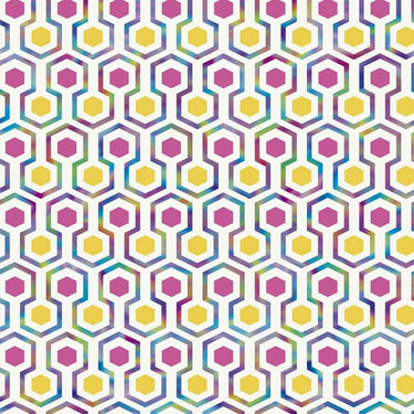 Noordwand behang good vibes hexagon pattern roze en geel