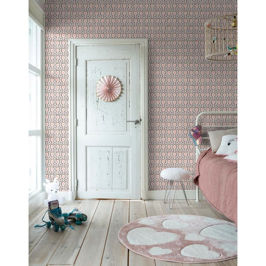 Noordwand behang good vibes hexagon pattern roze en paars