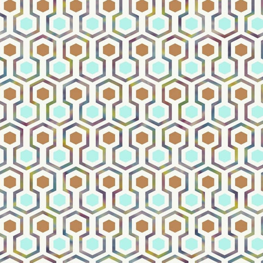 Noordwand behang good vibes hexagon pattern groen en oranje