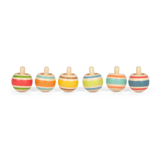 Small foot - houten tollen gestreept, set van 6