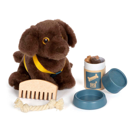 Small foot - knuffel hond met draagtas en verzorgingsset