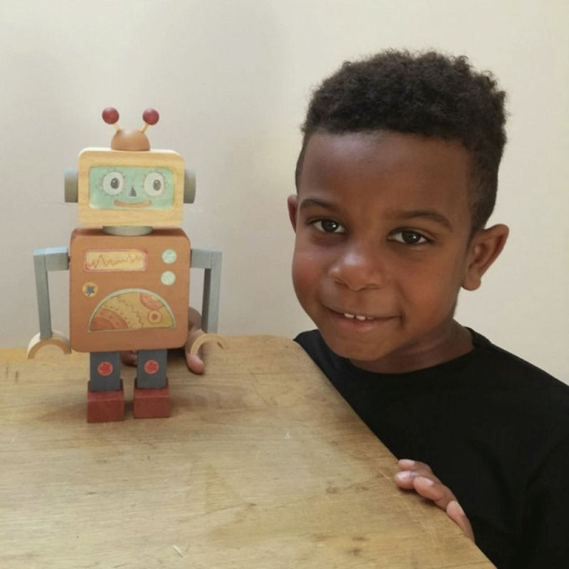 Load image into Gallery viewer, Knutselpakket houten robot. 20x20x4 cm.

