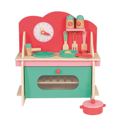 Keuken hout 36x17x38 met accessoires. 3+