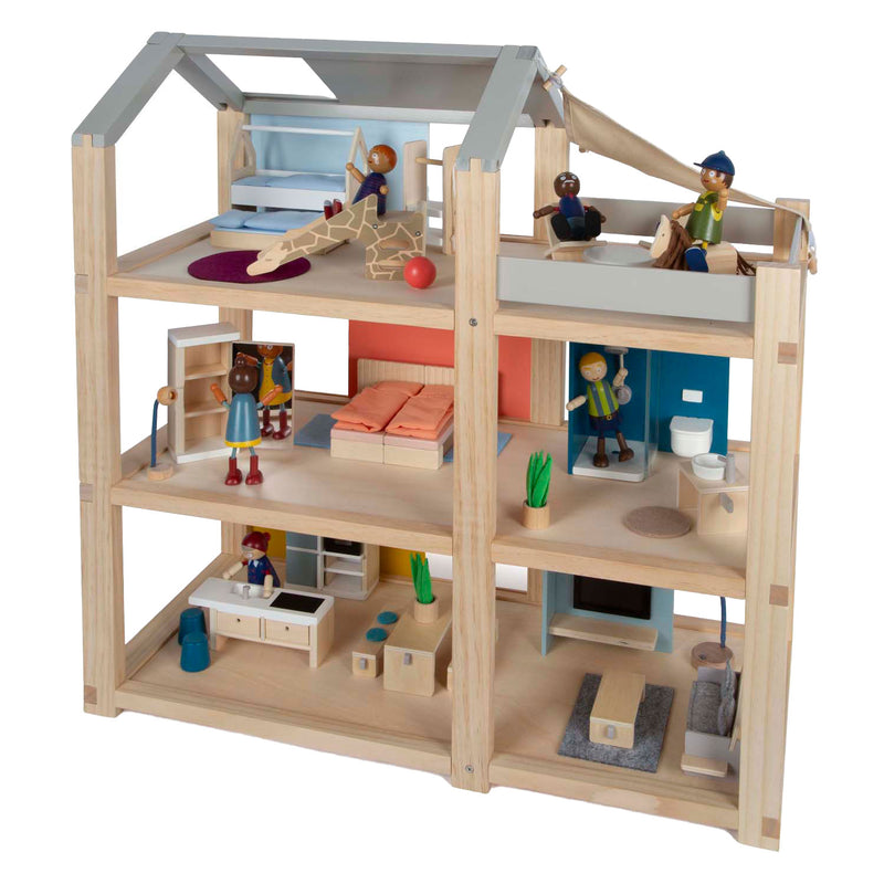 Load image into Gallery viewer, Small foot - houten poppenhuis met meubels
