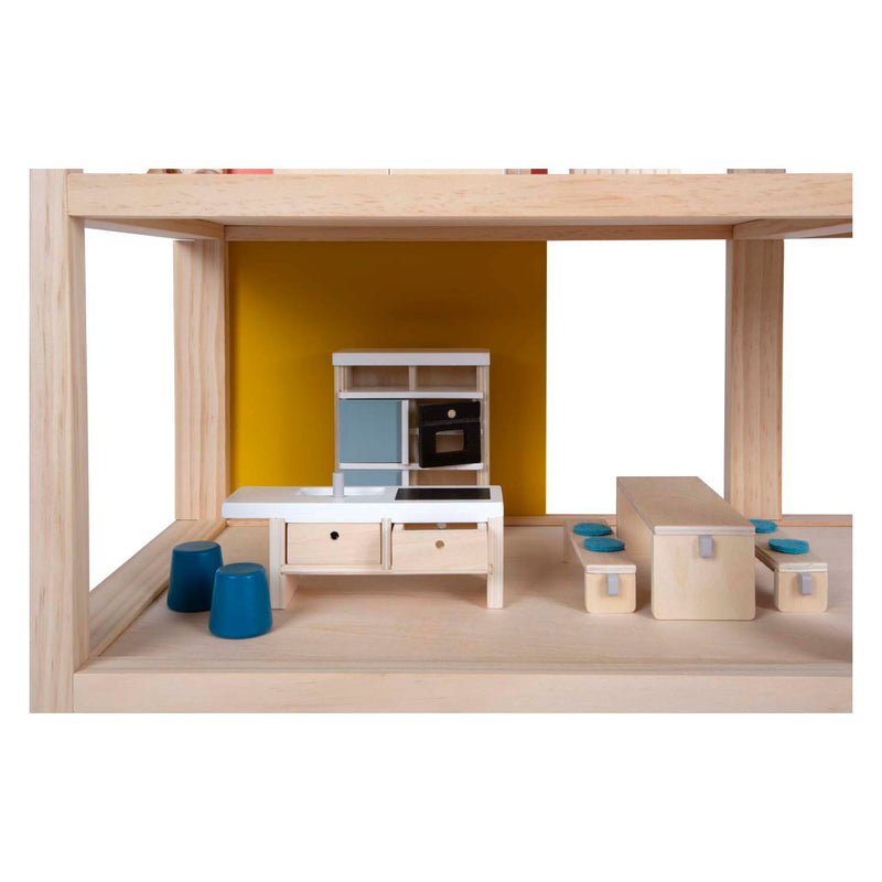Load image into Gallery viewer, Small foot - houten poppenhuis met meubels
