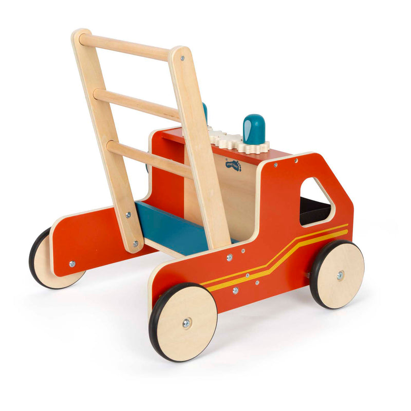 Load image into Gallery viewer, Small foot - houten loopwagen brandweer
