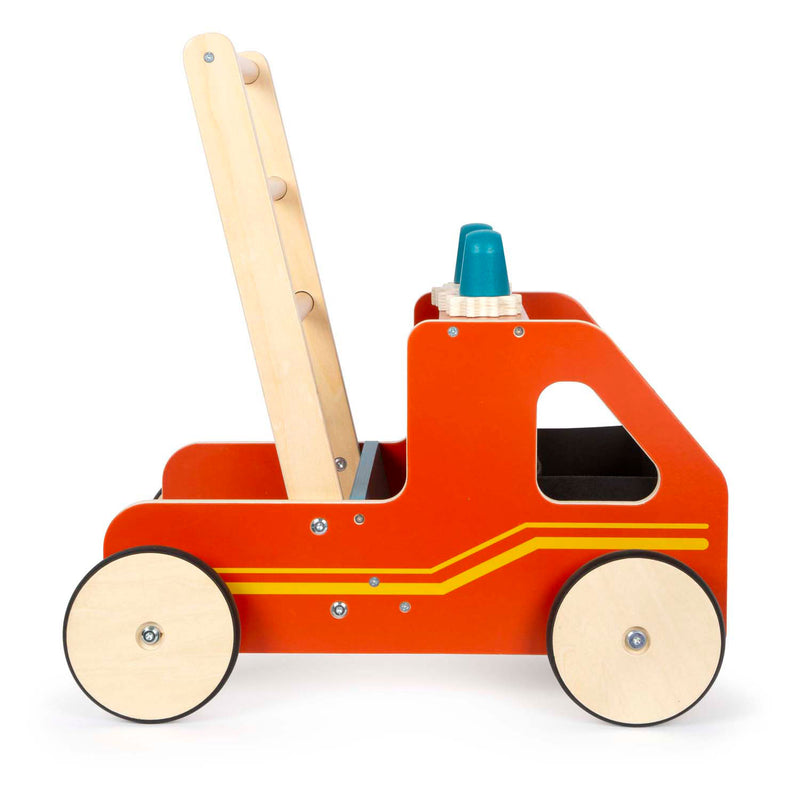Load image into Gallery viewer, Small foot - houten loopwagen brandweer
