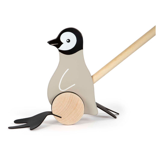 Small foot - houten duwfiguur penguin