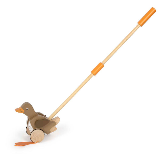 Small foot - houten duwfiguur eend met bewegende kop
