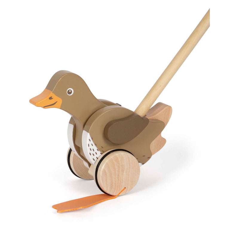 Load image into Gallery viewer, Small foot - houten duwfiguur eend met bewegende kop
