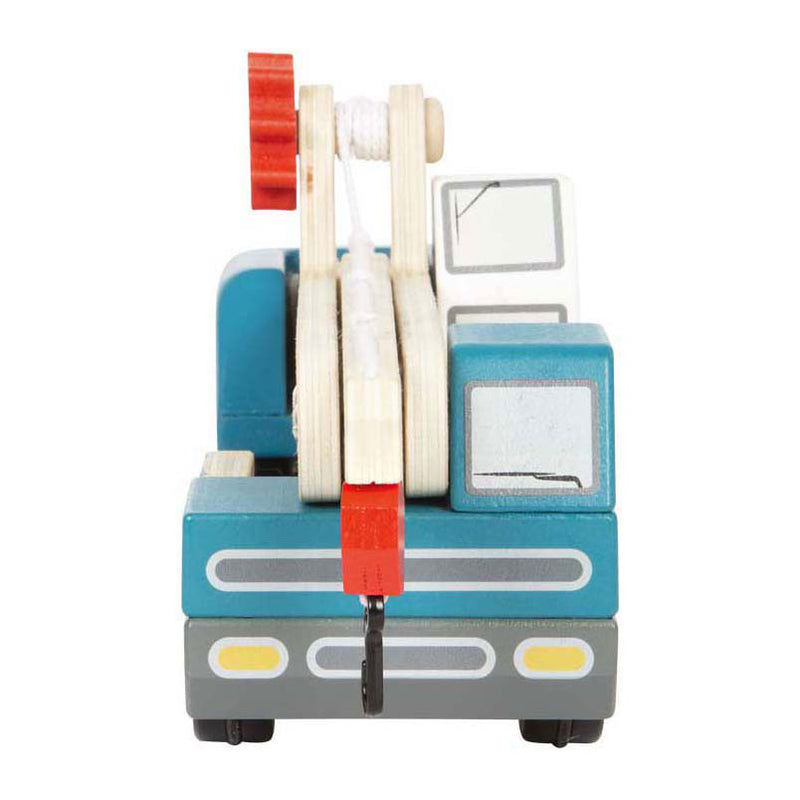 Load image into Gallery viewer, Small foot - houten kraanwagen blauw met pallet
