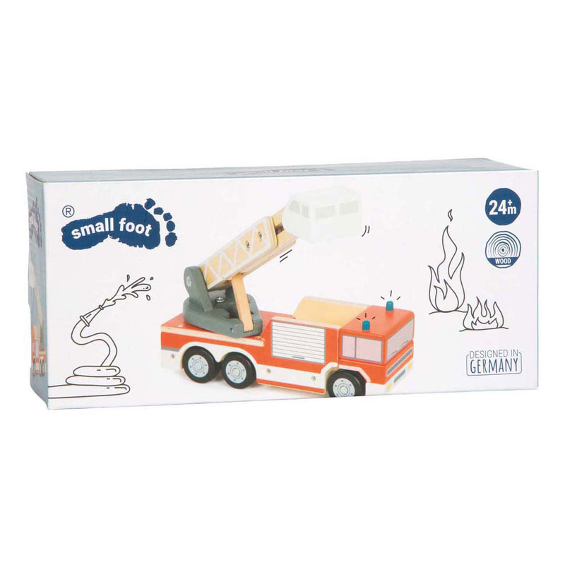Load image into Gallery viewer, Small foot - houten brandweerwagen met roterende ladder
