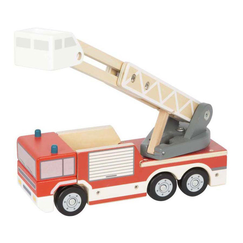 Load image into Gallery viewer, Small foot - houten brandweerwagen met roterende ladder
