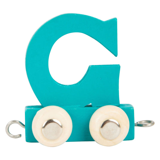 Small foot - houten lettertrein aquablauw - g - 12 stuks