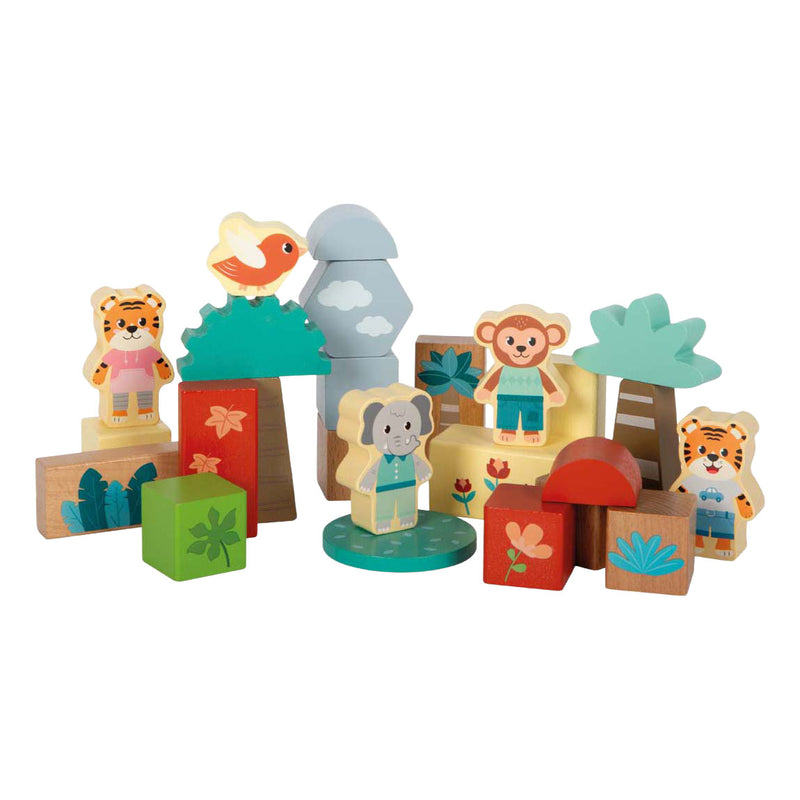 Afbeelding laden in galerijviewer, Small foot - houten bouwblokken jungle friends fsc - 50dlg.
