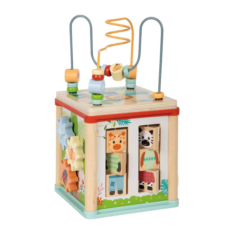 Load image into Gallery viewer, Small foot - houten motoriekkubus fsc jungle friends
