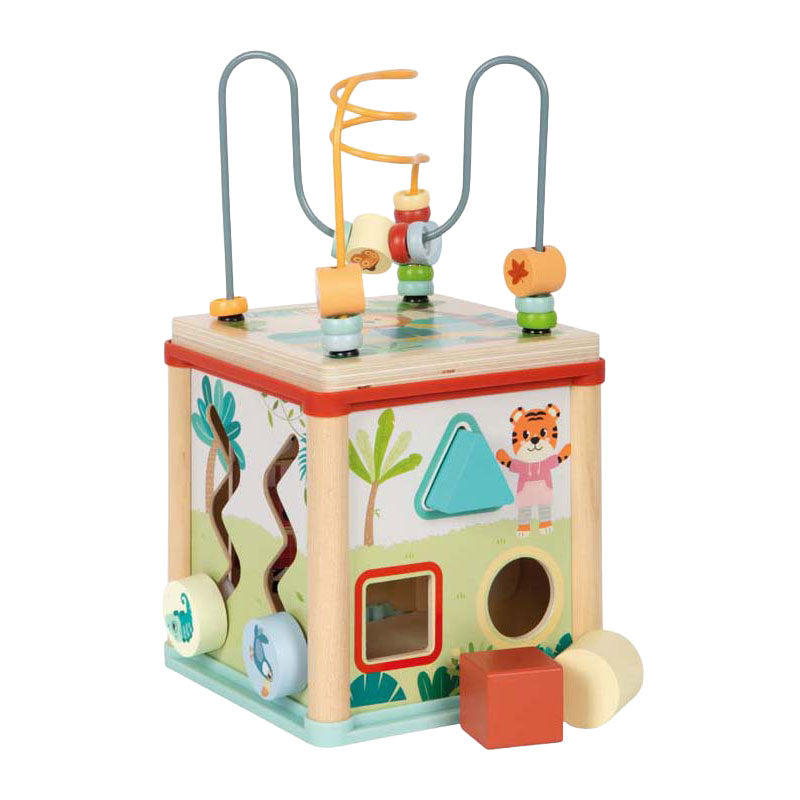 Load image into Gallery viewer, Small foot - houten motoriekkubus fsc jungle friends
