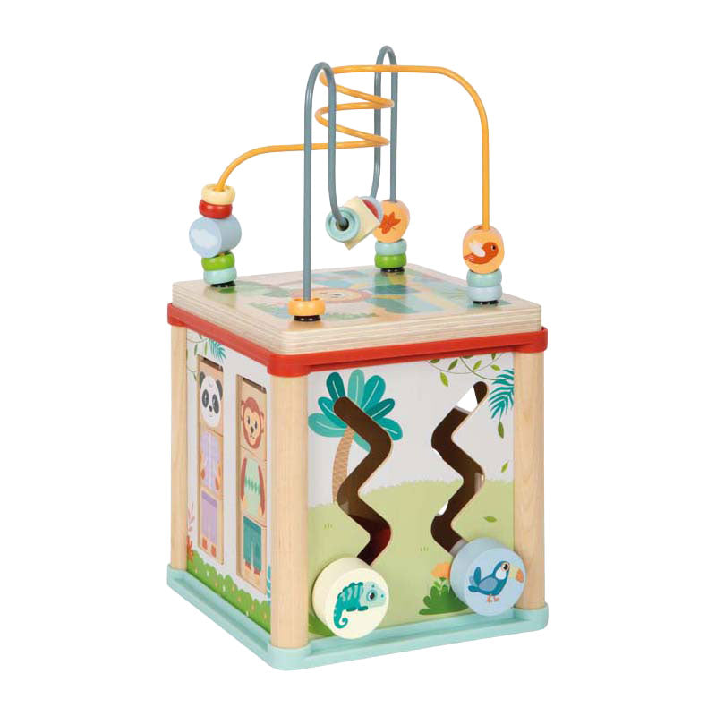 Load image into Gallery viewer, Small foot - houten motoriekkubus fsc jungle friends
