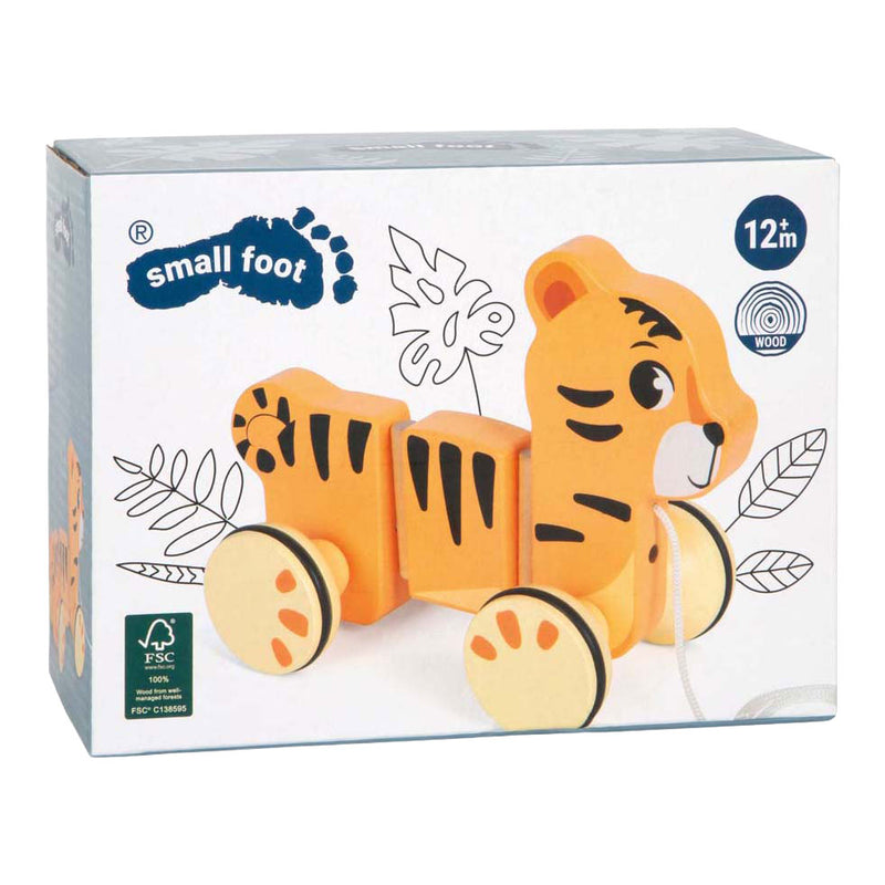 Load image into Gallery viewer, Small foot - houten trekdier tijger safari fsc
