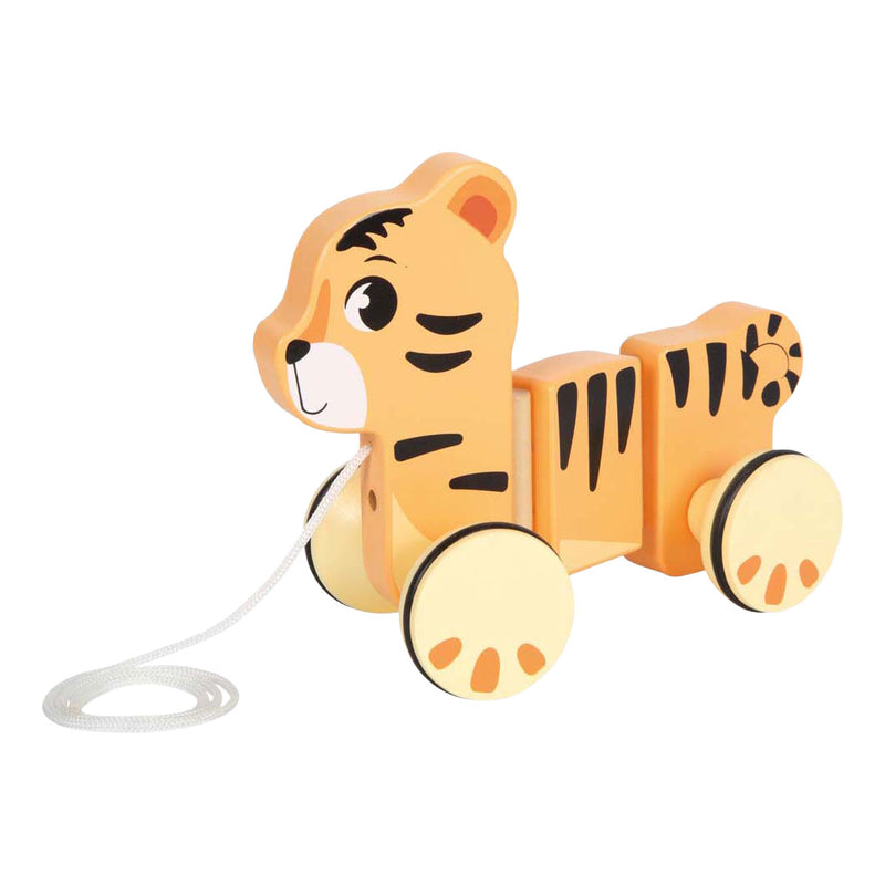 Load image into Gallery viewer, Small foot - houten trekdier tijger safari fsc
