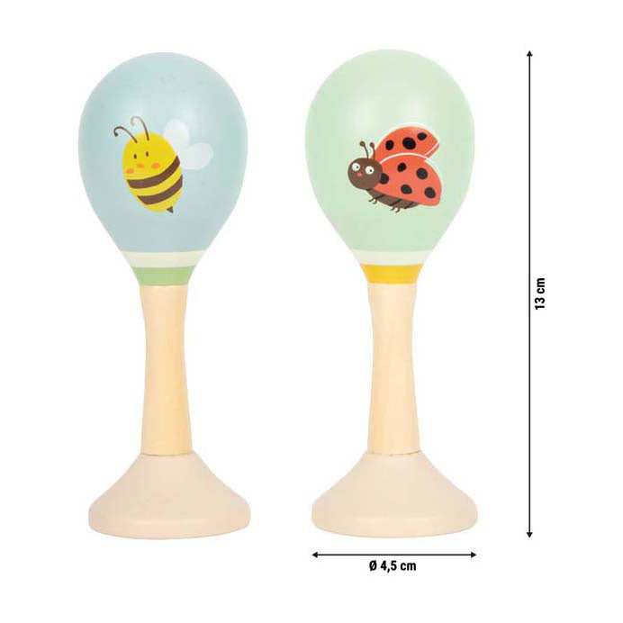Load image into Gallery viewer, Small foot - houten maracas tiny friends - 2st.

